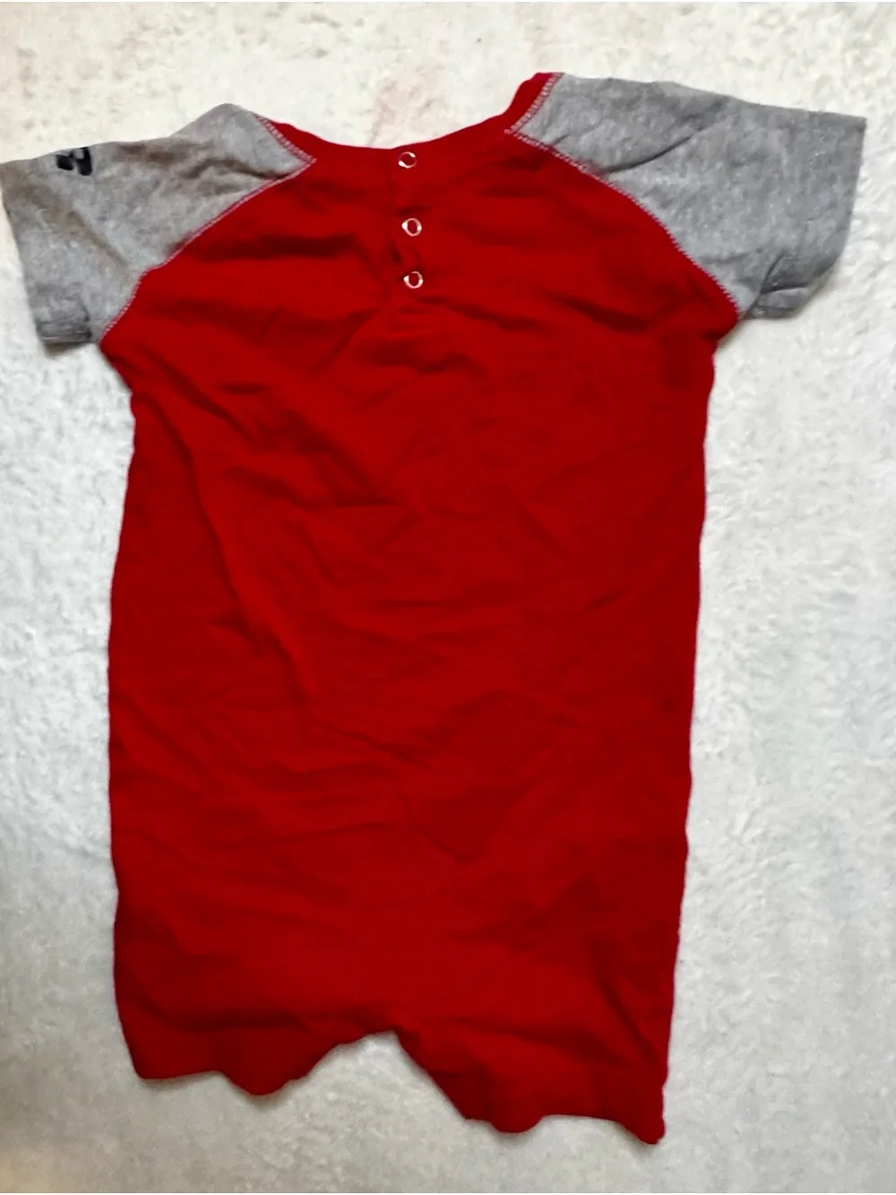University of Nebraska Huskers Red & Gray 12 month Baby Romper with bottom snaps